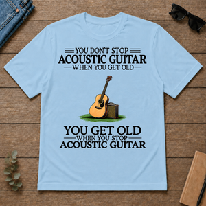 Don't Stop Playing Acoustic Guitar Vintage Art - light-blue - TS2D-LightBlue