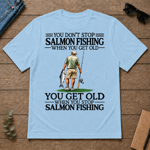 Don't Stop Salmon Fishing Vintage - light-blue - TS2D-LightBlue