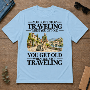 Don't Stop Traveling Vintage Art - light-blue - TS2D-LightBlue