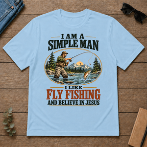 I Like Fly Fishing And Believe In Jesus - light-blue - TS2D-LightBlue