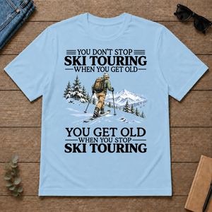 Don't Stop Ski Touring Vintage Art - light-blue - TS2D-LightBlue