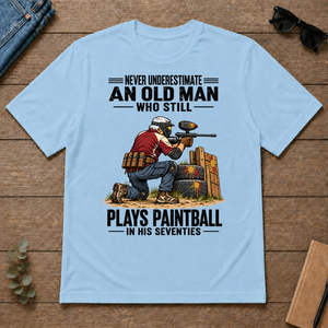 An Old Man Still Plays Paintball In His 70s - light-blue - TS2D-LightBlue