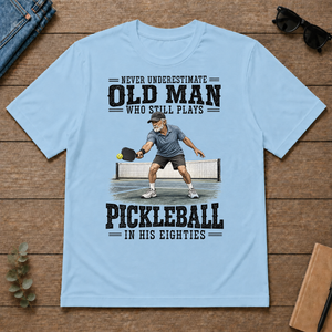 Old Man Plays Pickleball In His Eighties - light-blue - TS2D-LightBlue