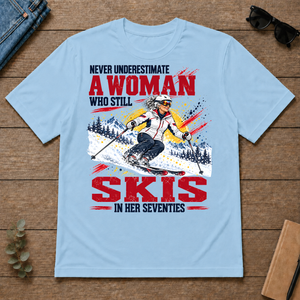 A Woman Still Skis In Her 70s - light-blue - TS2D-LightBlue