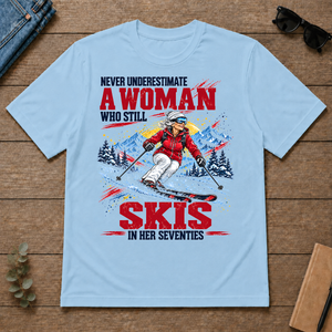 A Woman Still Skis In Her 70s - light-blue - TS2D-LightBlue