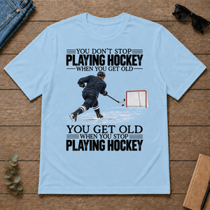 Vintage You Get Old When You Stop Playing Hockey - light-blue - TS2D-LightBlue