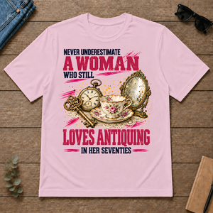 A Woman Still Loves Antiquing In Her Seventies - light-pink - TS2D-LightPink