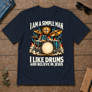 I Like Drums & Believe In Jesus - navy - TS2D-Navy