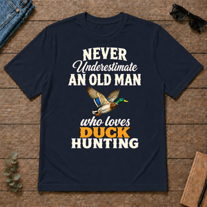Never Underestimate An Old Man Who Loves Duck Hunting Retro - navy - TS2D-Navy