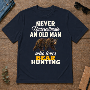 Never Underestimate An Old Man Who Loves Bear Hunting Retro - navy - TS2D-Navy