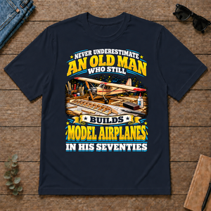 Yellow An Old Man Still Builds Model Airplanes In His Seventies - navy - TS2D-Navy