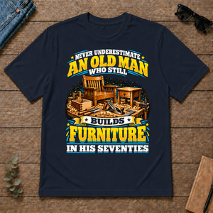 Yellow An Old Man Still Builds Funiture In His Seventies - navy - TS2D-Navy