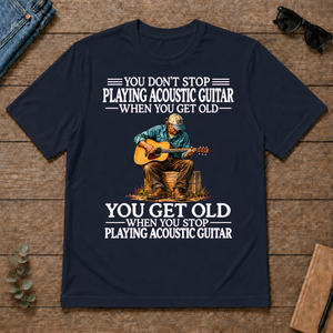 Old Man Don't Stop Playing Acoustic Guitar - navy - TS2D-Navy