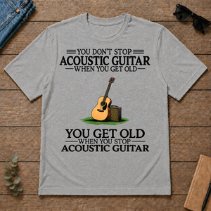 Don't Stop Playing Acoustic Guitar Vintage Art - sport-grey - TS2D-SportGrey