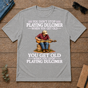 Old Man Don't Stop Playing Playing Dulicimer - sport-grey - TS2D-SportGrey