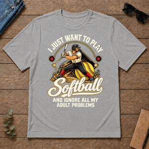 I Just Want To Play Softball & Ignore All Adult Problems - sport-grey - TS2D-SportGrey