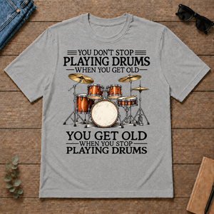 Don't Stop Playing Playing Drums Vintage Art - sport-grey - TS2D-SportGrey