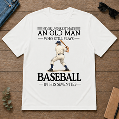 An Old Man Who Still Plays Baseball In His Seventies - white - TS2D-White
