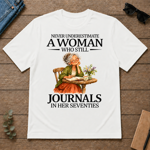 Funny A Woman Still Journals In Her Seventies - white - TS2D-White