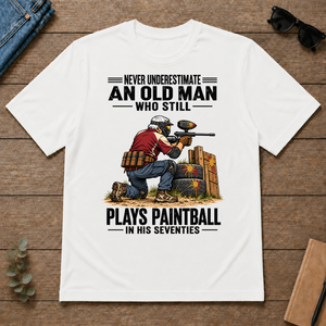 An Old Man Still Plays Paintball In His 70s - white - TS2D-White