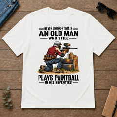 An Old Man Still Plays Paintball In His 70s - white - TS2D-White