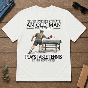An Old Man Who Still Plays Table Tennis In His Seventies - white - TS2D-White