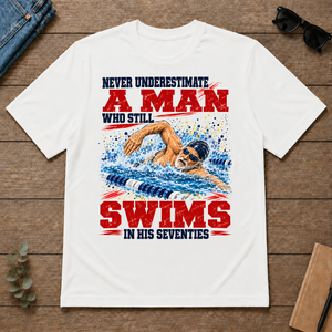 A Man Still Swims In His 70s - white - TS2D-White