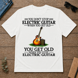 Don't Stop Playing Electric Guitar Vintage Art - white - TS2D-White