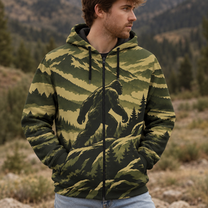 Bigfoot Hiking Mountain Peaks Camo All Over Print
