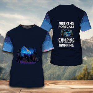 Weekend Forecast Camping With A Chance Of Drinking All Over Print Shirt