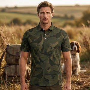 Pheasant Camouflage Hunting Men Polo Shirt