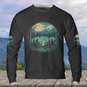 Skeleton Camping Crew – Spooky Vibes All Over Print Shirt