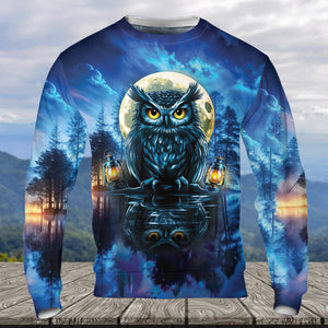Owl In Dark Night Fantasy Art All Over Print Shirt