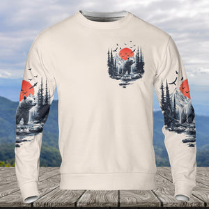 Into The Forest I Go Bear Red Sun All Over Print Shirt