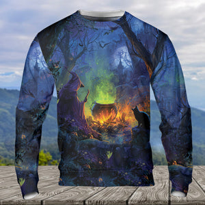 Witch’s Campfire Cauldron All Over Print Shirt