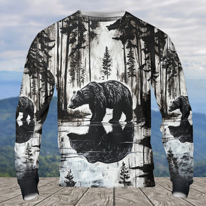Bear Black And White Art All Over Print Shirt