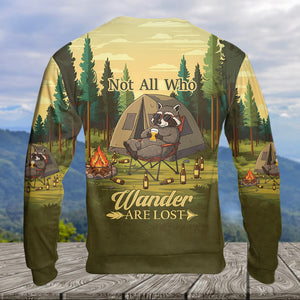 Funny Raccoon Drinking Not All Who Wander Are Lost All Over Print