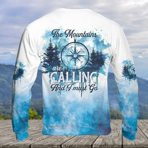 Compass The Mountains Are Calling And I Must Go All Over Print Shirt