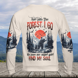 Into The Forest I Go Bear Red Sun All Over Print Shirt