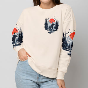 Into The Forest I Go Bear Red Sun All Over Print Shirt