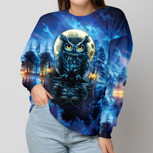 Owl In Dark Night Fantasy Art All Over Print Shirt