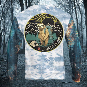 Camping Lazy Sloth I Hate People All Over Print Shirt