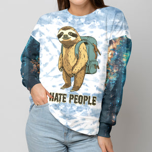 Camping Lazy Sloth I Hate People All Over Print Shirt