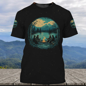 Skeleton Camping Crew – Spooky Vibes All Over Print Shirt