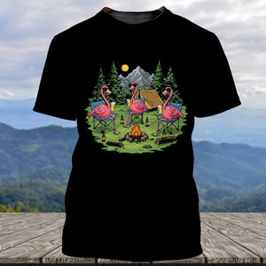 Funny Flamingo Making Memories Campfire All Over Print Shirt