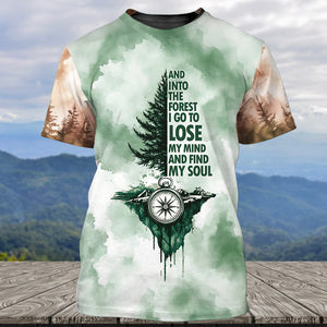 Into The Forest I Go Green Compass All Over Print Shirt