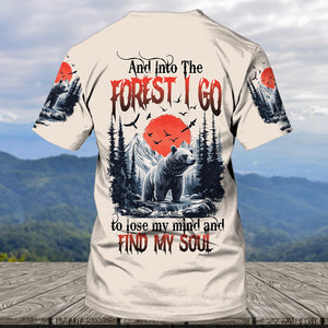 Into The Forest I Go Bear Red Sun All Over Print Shirt