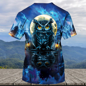 Owl In Dark Night Fantasy Art All Over Print Shirt
