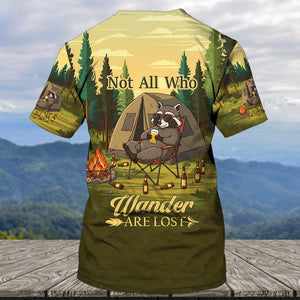 Funny Raccoon Drinking Not All Who Wander Are Lost All Over Print