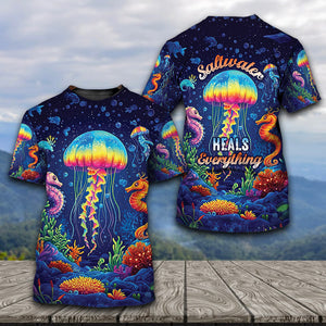 Saltwater Heals Everything Jellyfish All Over Print Shirt